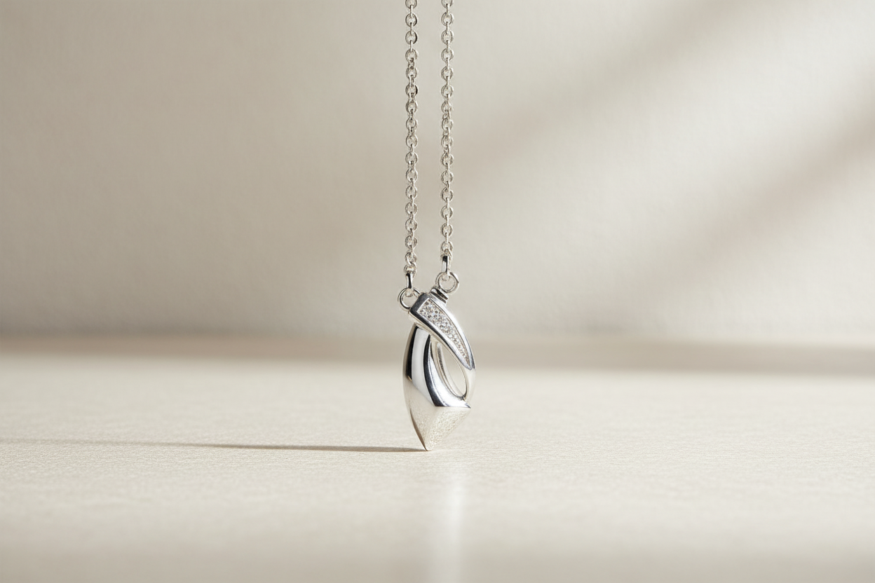 Edelstahl Ascheanhänger silberfarben mit Kette