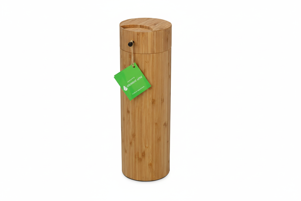 Bambus Streuurne naturfarben mit sicherem Verschluss