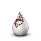 Keramische mini urn Celest met druppelvorm en keramisch hart
