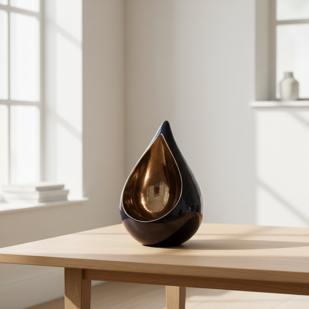 Keramische urn Celest met druppelvorm en duo-opening