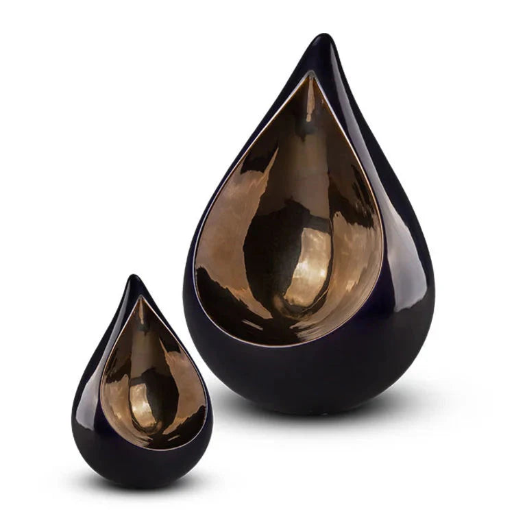 Keramische mini urn Celest met druppelvorm en duo-concept