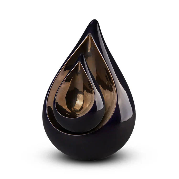 Keramische mini urn Celest met druppelvorm en duo-concept