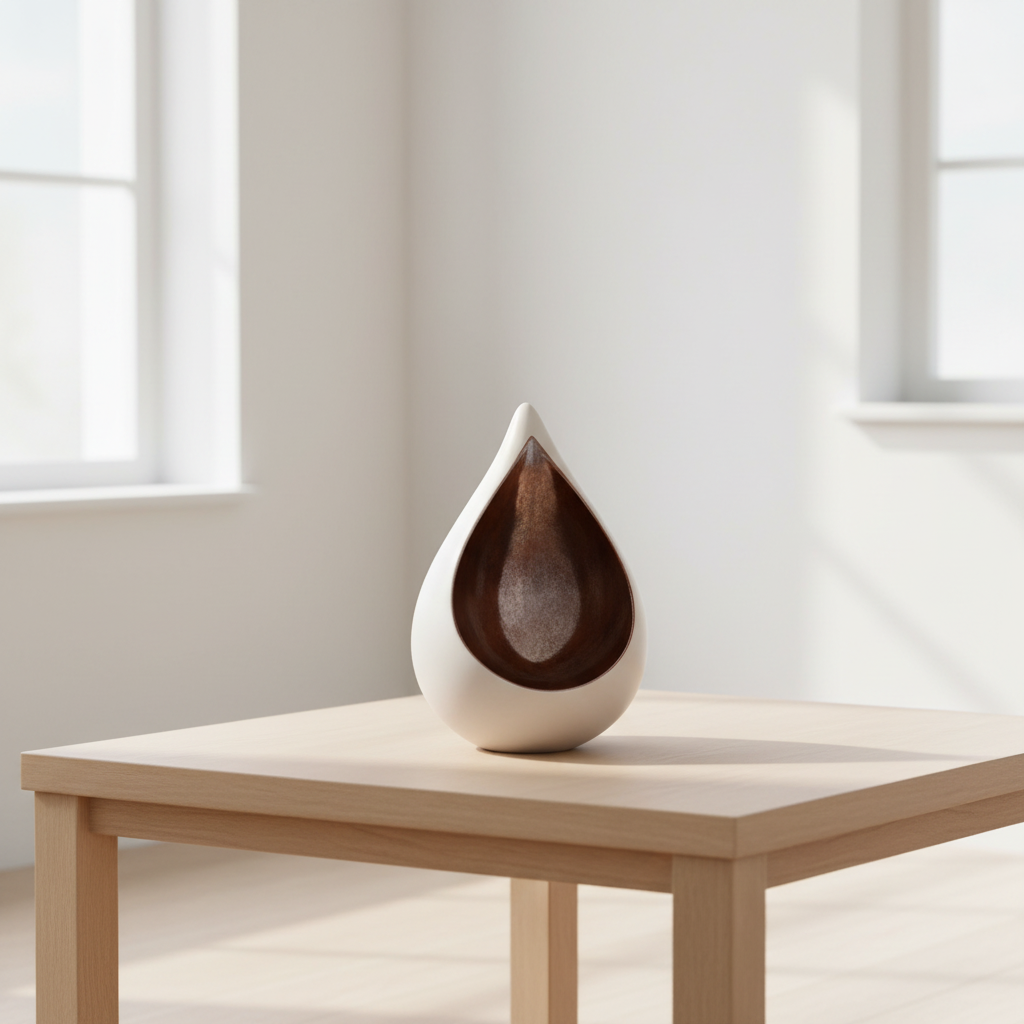 Keramik Urne weißrot Celest in Tropfenform mit Duoöffnung