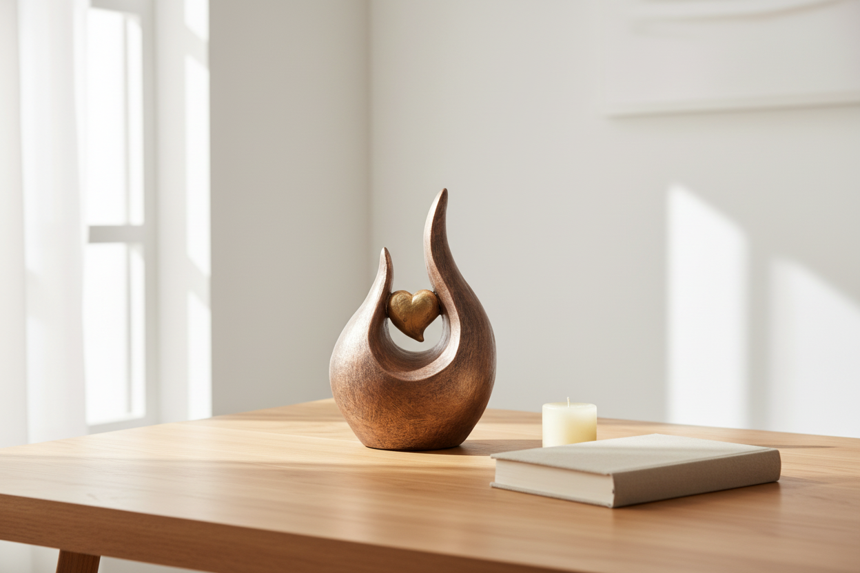 Keramik Urne mehrfarbig Fuego in geschwungener Form