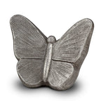 Keramische kunst urn Mariposa met zilverkleurige vlinder