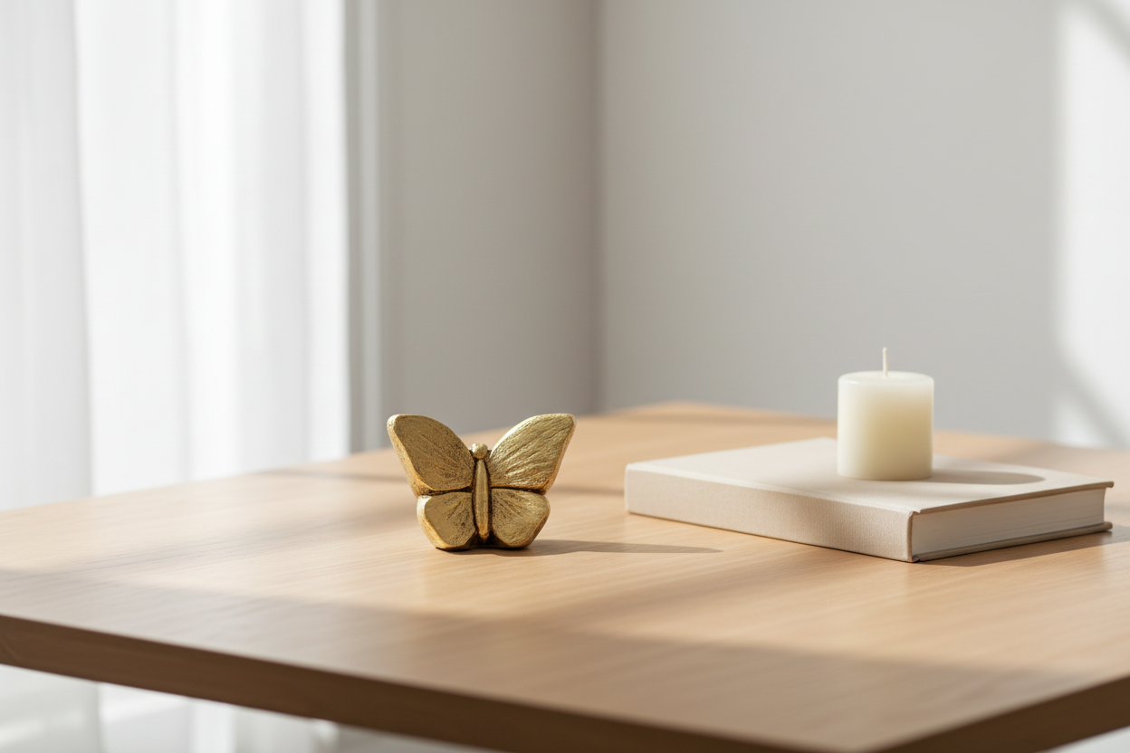 Keramik Miniurne goldfarben Mariposa mit Schmetterling