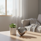 Metall Miniurne messingfarben in Herzform