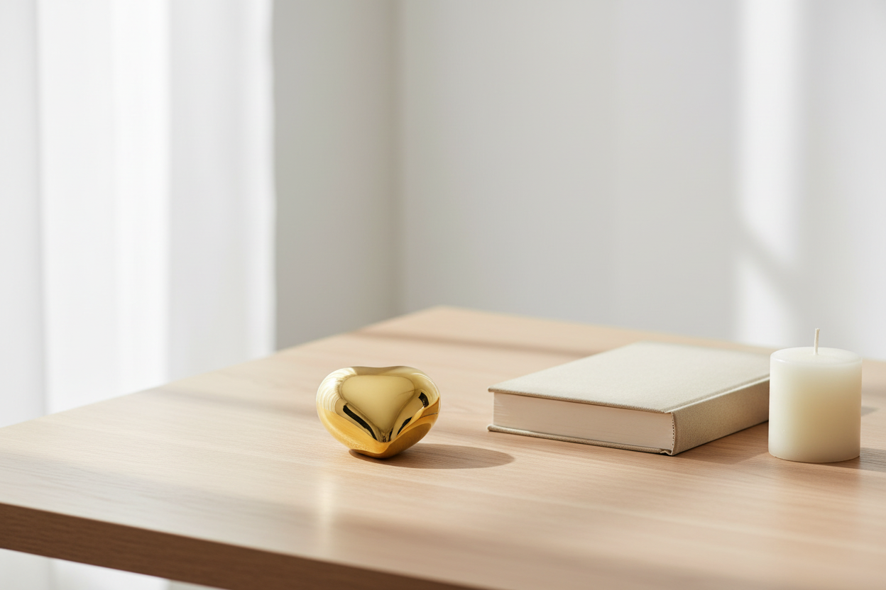 Metall Miniurne goldfarben in Herzform