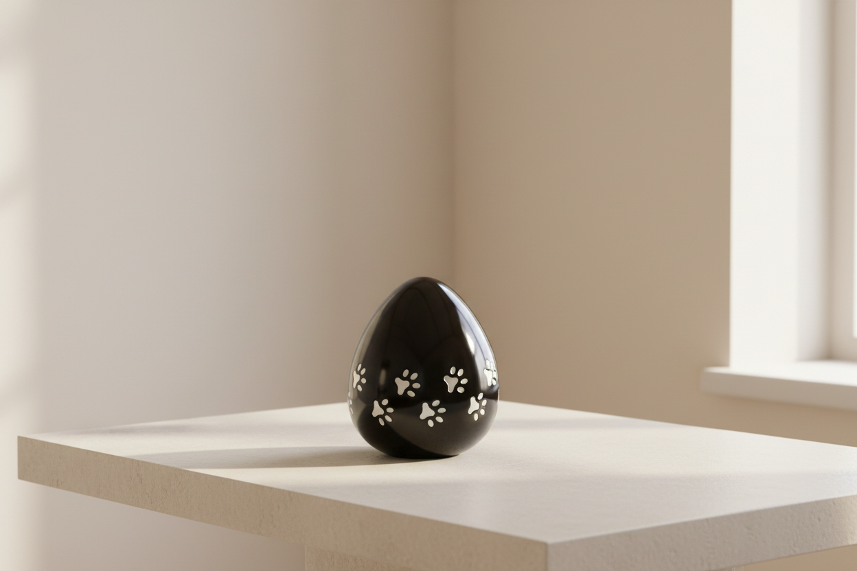 Metall Tierurne schwarz glänzend