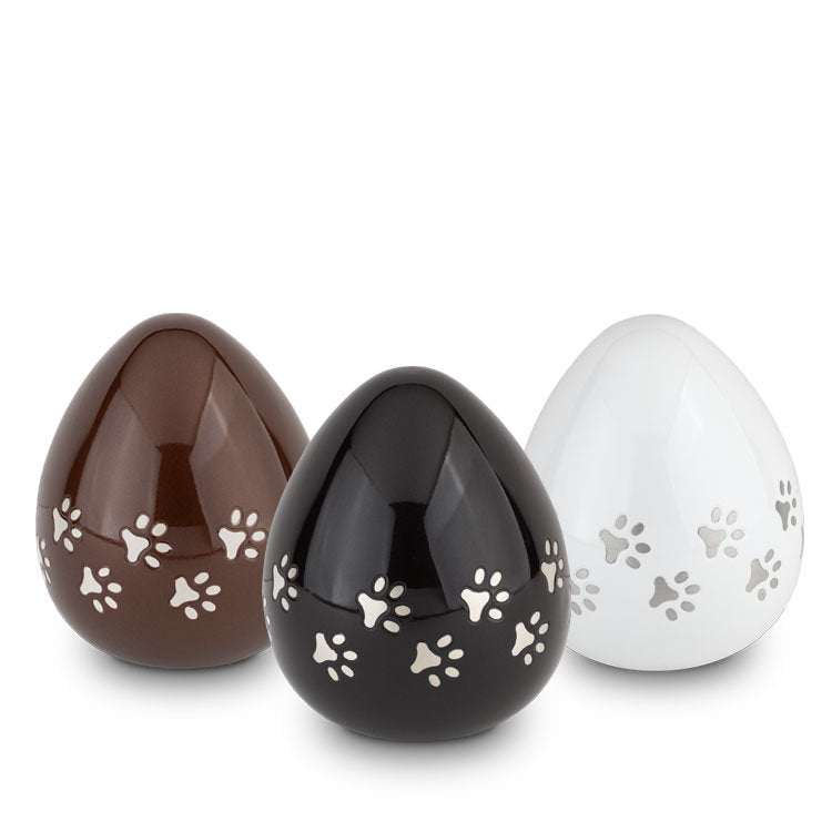 Metaal dierenurn zwart met glans zachte vormen