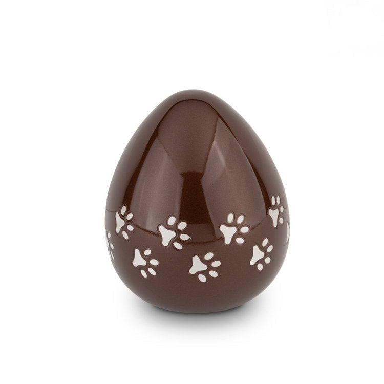 Metaal dierenurn bruin met glans zachte vormen