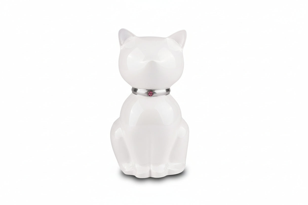 Metaal dierenurn Nuna wit glans design