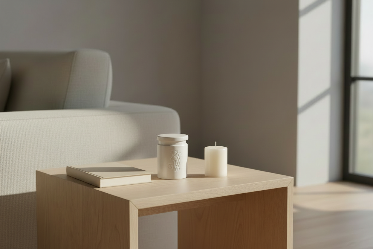 Biologisch abbaubare Urne silberweiß matt