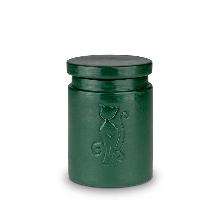 Kleine biologische urn mosgroen mat handgemaakt natuur