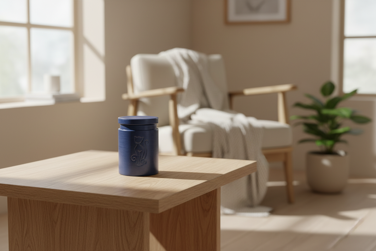 Biologisch abbaubare Urne saphirblau matt