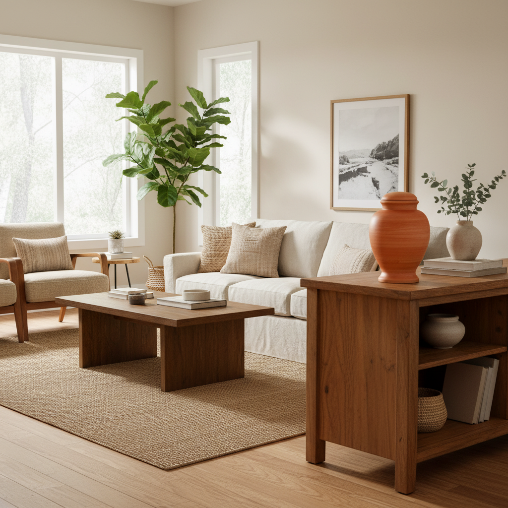 Biologisch abbaubare Urne naturfarben im Naturdesign