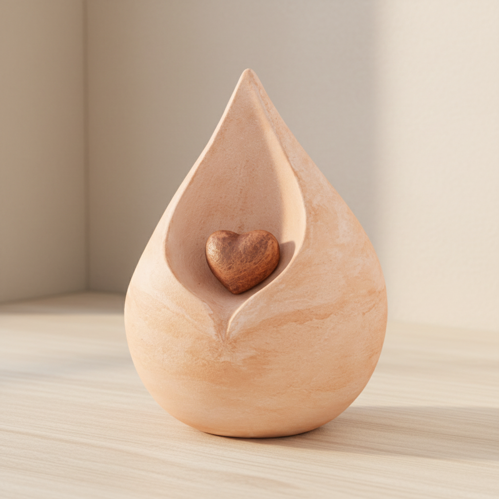 Biologisch abbaubare Urne hellbraun Celest mit Herz