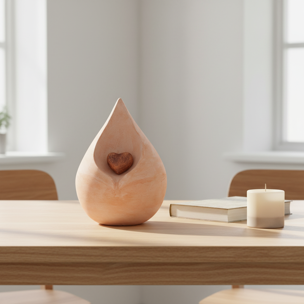 Biologisch abbaubare Urne hellbraun Celest mit Herz