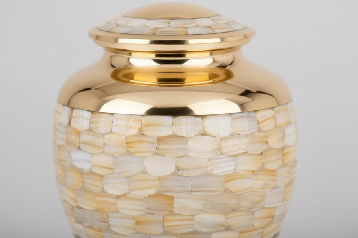 Metall Urne goldfarben schlicht