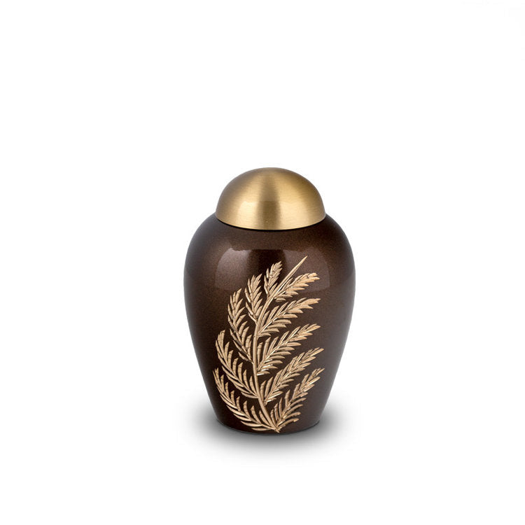 Metalen keepsake urn messing met verfijnde details