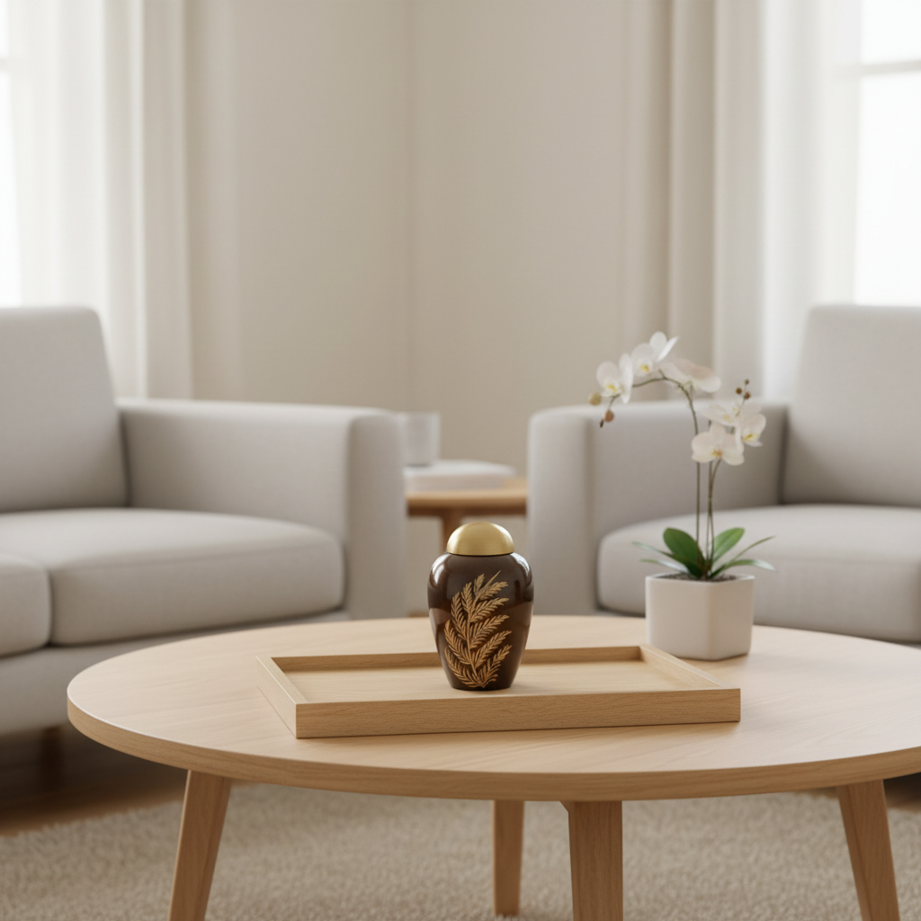 Metall Miniurne messingfarben detailiert