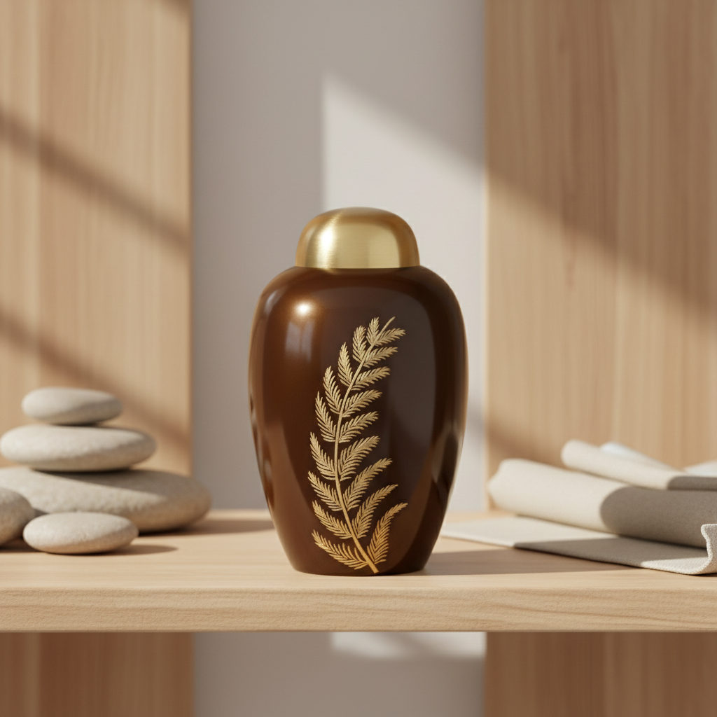 Messing Urne messingfarben schlicht