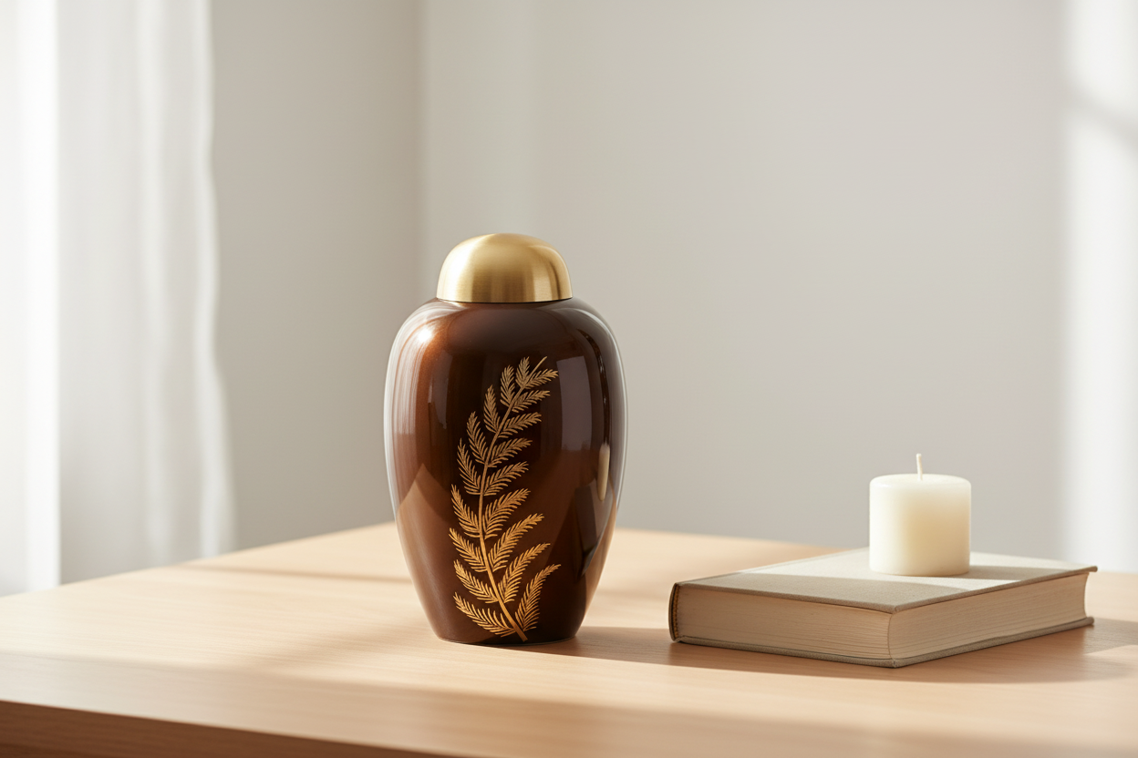 Messing Urne messingfarben schlicht