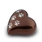 Metaal dierenurn hart medium brons en zilverkleur glanzend personaliseerbaar