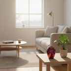 Metall Miniurne kupfermatt mit Rakumuster