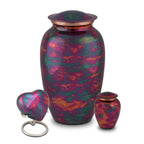 Metalen urn kopermat met uniek Raku-patroon